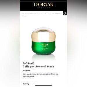 NEW D’OR24K Prestige Collagen Renewal Anti-aging Mask For Fine Lines Wrinkles